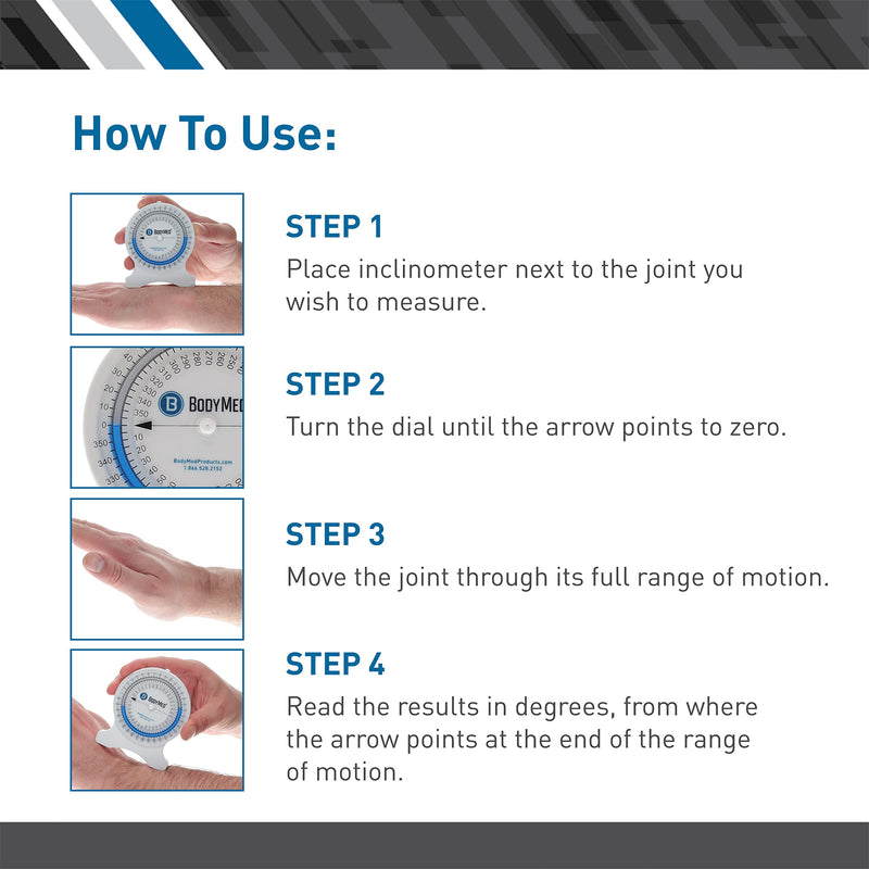 [Australia] - BodyMed Professional Inclinometer for Physical Therapy & Rehabilitation, Easy to Read, Test Range of Motion, Professional Rehab Tool 