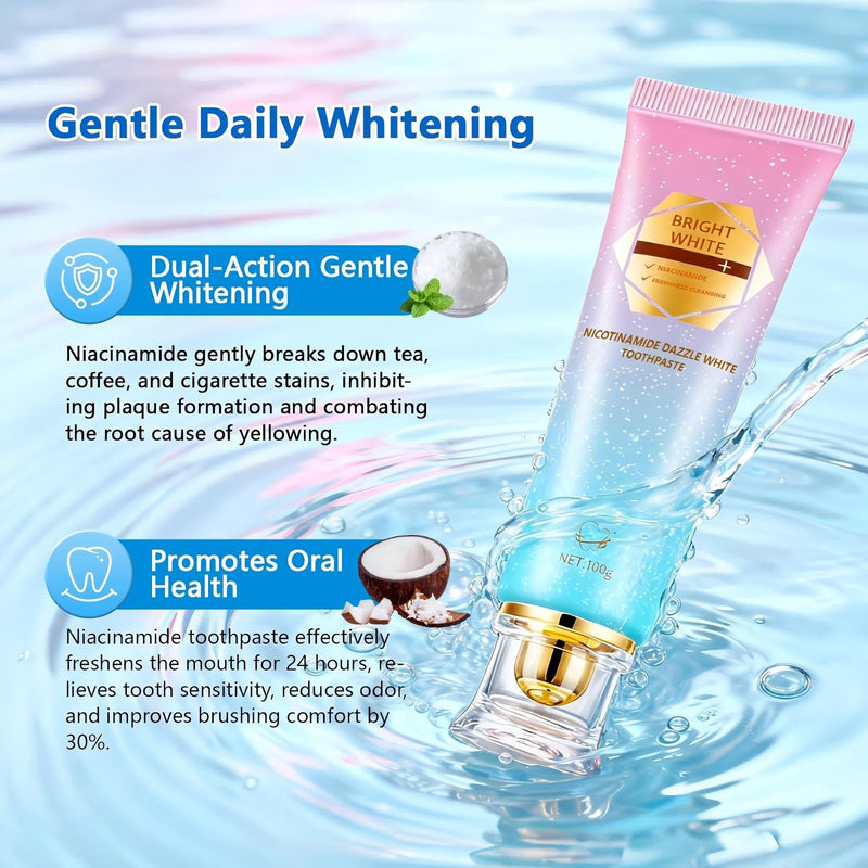 Niacinamide Whitening Toothpaste, Kimralur Triple Whitening Intensive Niacinamides Toothpastes, Fluoride-Free Formula is Suitable for Sensitive Teeth (1) 1