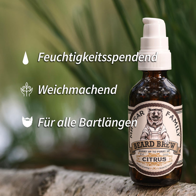 [Australia] - Mr Bear Family Beard Oil Men - Citrus - nourishes and supports beard growth - nutritious beard care oil with jojoba and argan oil - Beard Oil Man - Moisturizer Beard Oil for Men 60ml Citrus 60 ml (pack of 1) 