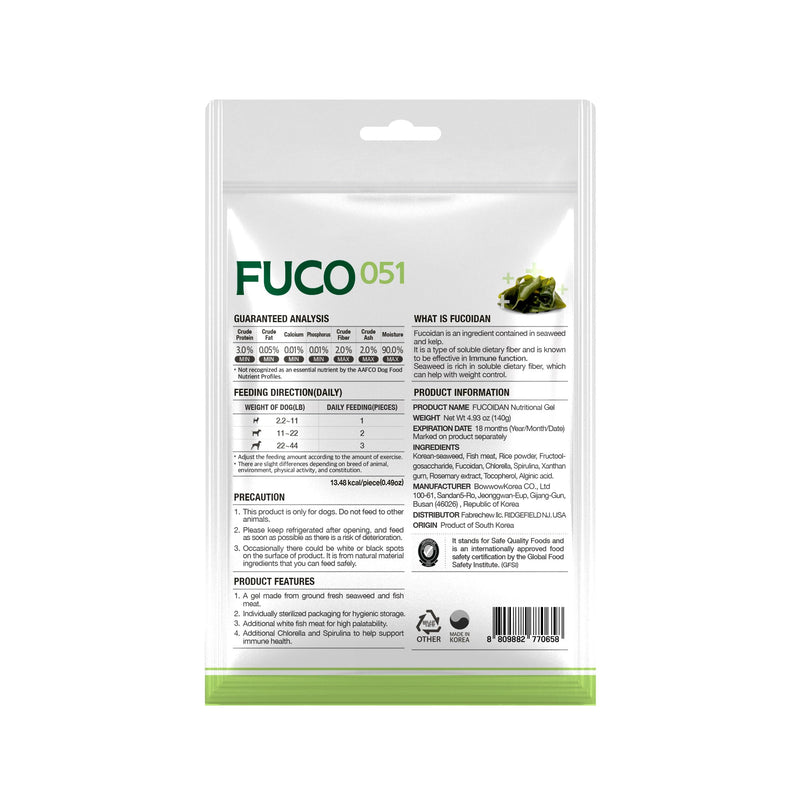 Fuco 051 Fucoidan Premium Nutritional Gel for Dogs – Digestive & Immune Support, Healthy Stool, Odor Control, Superfood Formula with Spirulina & Fucoidan (10 Pack) - PawsPlanet Australia