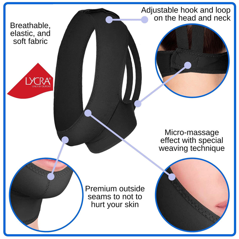 [Australia] - Post Surgical Chin Strap Bandage for Women - Neck and Chin Compression Garment Wrap - Face Slimmer, Jowl Tightening (M) Medium (Pack of 1) Black 