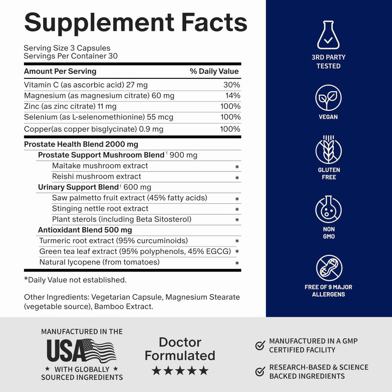 Snap Supplements Prostate Health Supplements for Men, 90 Vegan Capsules | Supports Urinary Tone and Healthy DHT Balance, Saw Palmetto for Men, Stinging Nettle, Beta-Sitosterol, Non-GMO, Gluten-Free 90 Count (Pack of 1)