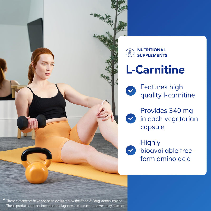 Pure Encapsulations L-Carnitine 340mg - Bioavailable Amino Acid - 60 Vegetarian Capsules