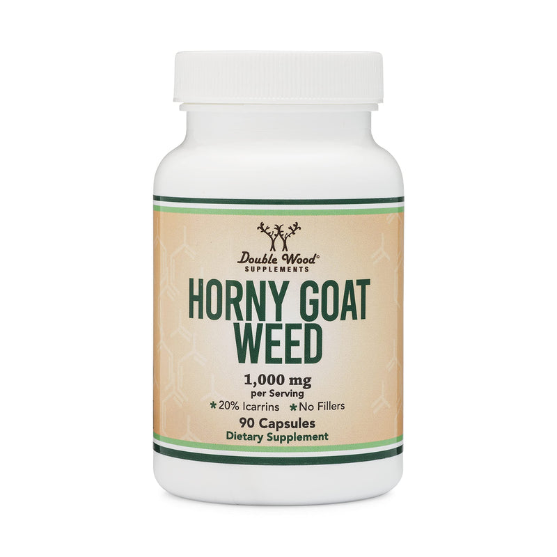 [Australia] - Horny Goat Weed for Men and Women - No Fillers (Max Strength Epimedium Std. to 20% Icariins) 1,000mg per Serving, 90 Capsules (Male Enhancing Supplement) by Double Wood 