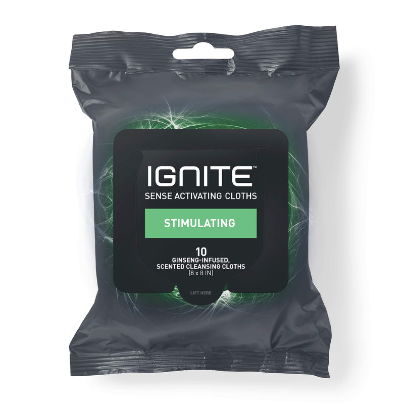 Medline Ignite Mens Body Wet Wipes, Extra Thick 8" x 8" Shower Wipes, Stimulating Scent, 10 Count 10 Count (Pack of 1)