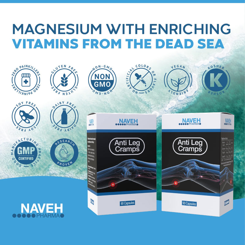 MAGNOX Magnesium Supplement 190mg Capsules with Vitamin B6 & E – High Absorption Dead Sea Magnesium for Normal Muscle Function & Night-Time Comfort – Supports Legs Prone to Cramping – Vegan (90 caps) 1 count (Pack of 90)