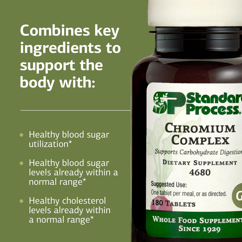 [Australia] - Standard Process Chromium Complex - Supplement for Digestive Health Support - Contains Niacin, Chromium & Vitamin A - Gluten-Free, Non-Dairy & Non-Soy - 180 Tablets (180 Servings) 