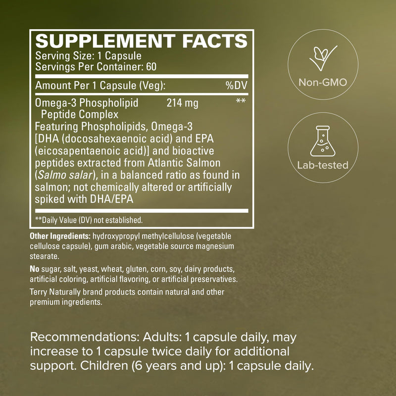 Terry Naturally Vectomega - Brain, Mood, Focus & Heart Health - 30 Count | Brain, Heart and Eye Health Support. 30 tablets.