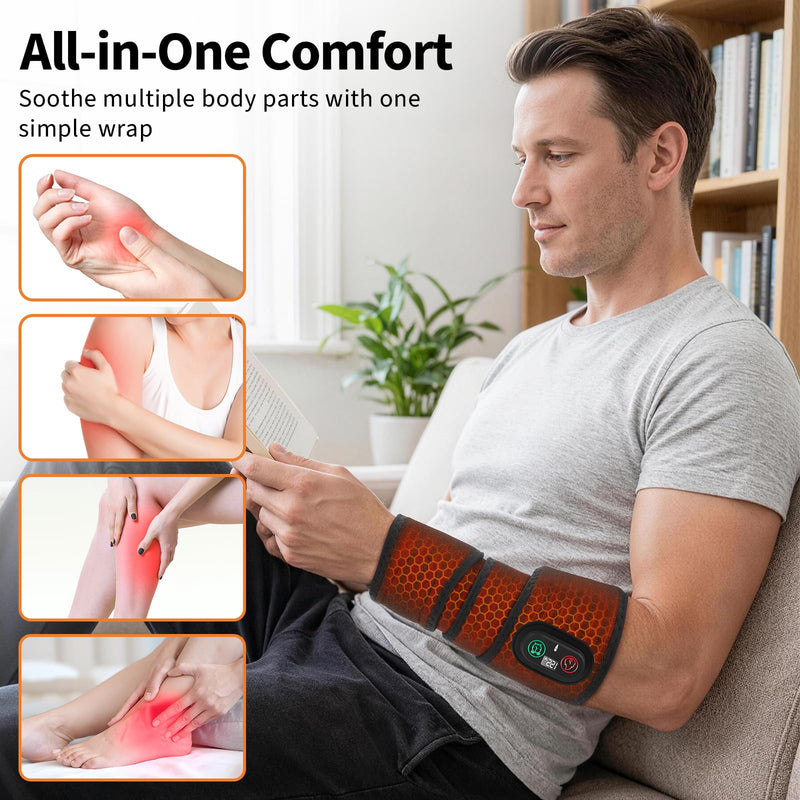 Cordless Arm Heating Pad for Elbow Tendonitis & Tennis Elbow – Rechargeable 4000mAh Battery Heated Elbow Brace Wrap with Digital Display, 3 Heat Levels & Auto Shutoff for Arthritis Forearm Pain Relief