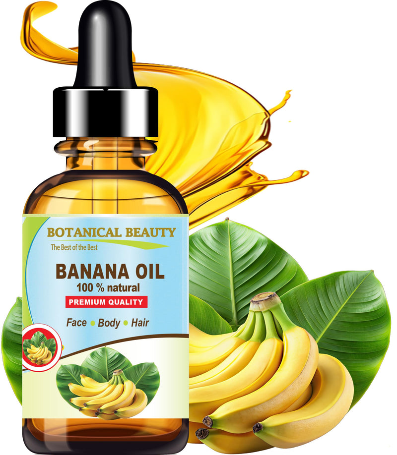 Botanical Beauty BANANA OIL 100% Natural Pure Virgin Unrefined Cold Pressed Carrier Oil for Face, Skin, Hair, Lip, Nails for Dry, Sensitive, Normal Skin 2 Fl Oz 60 ml