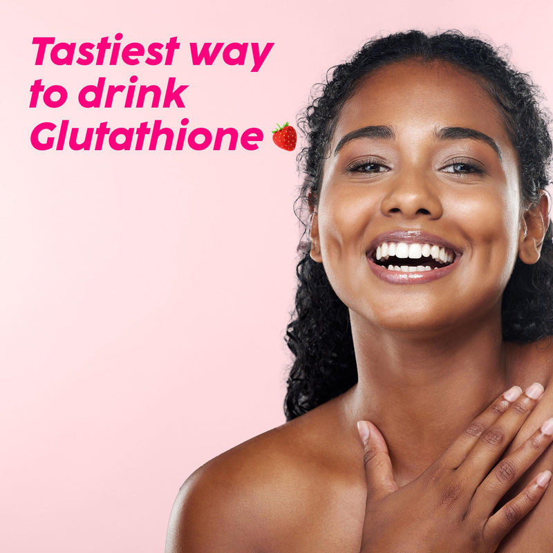 PLIX Glowy Skin 500mg Glutathione Supplement with Hyaluronic Acid, Vitamin C, E & Berries | 30 Effervescent Tablets, Strawberry Flavor 30 Tablets (Pack of 2)