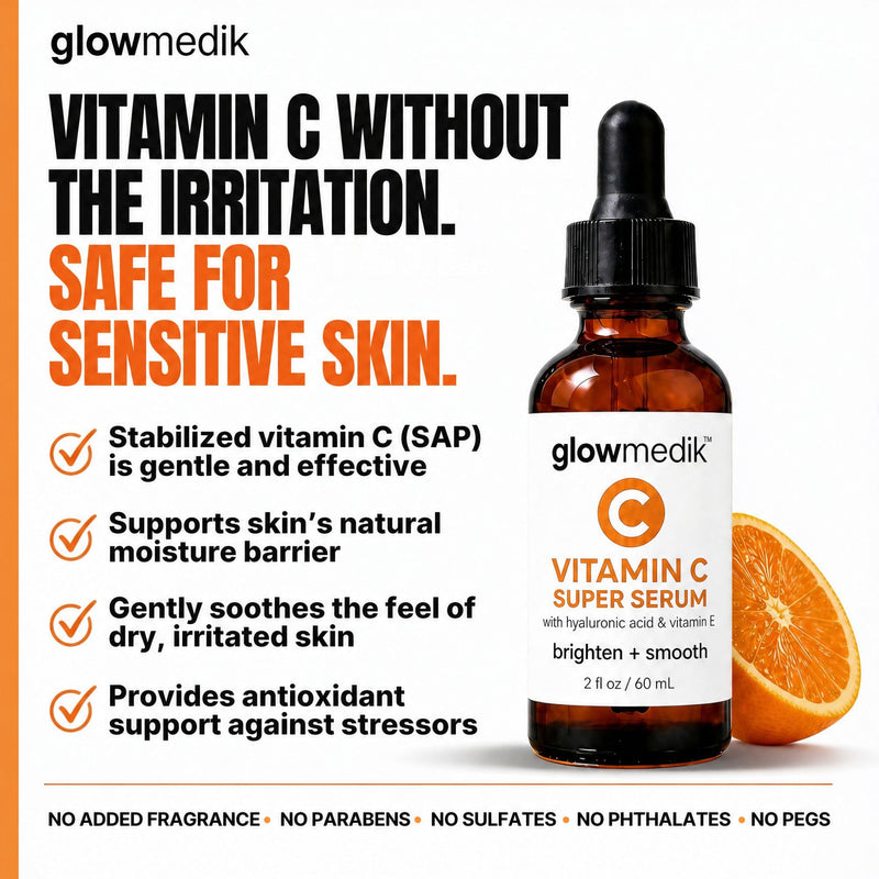 GlowMedik Vitamin C Serum for Face - Illuminating Brightening Serum for Dark Spots - Dark Spot Corrector with Hyaluronic Acid & Vitamin E - Fine Lines & Wrinkles, Sensitive Skin, Made in USA 2 fl oz 2 Fl Oz (Pack of 1)