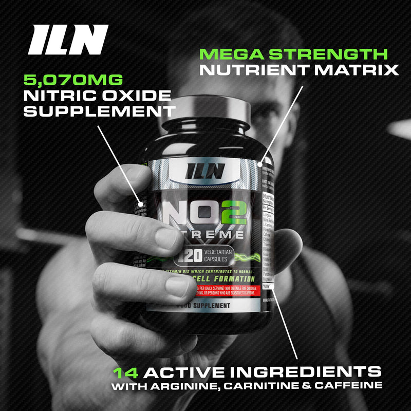 NO2 Xtreme – High Strength 5,070mg Nitric Oxide Supplements for Men & Women – Nitric Oxide Booster Pre Workout Tablets with L Arginine (240 Vegetarian Capsules) 120 count (Pack of 2)