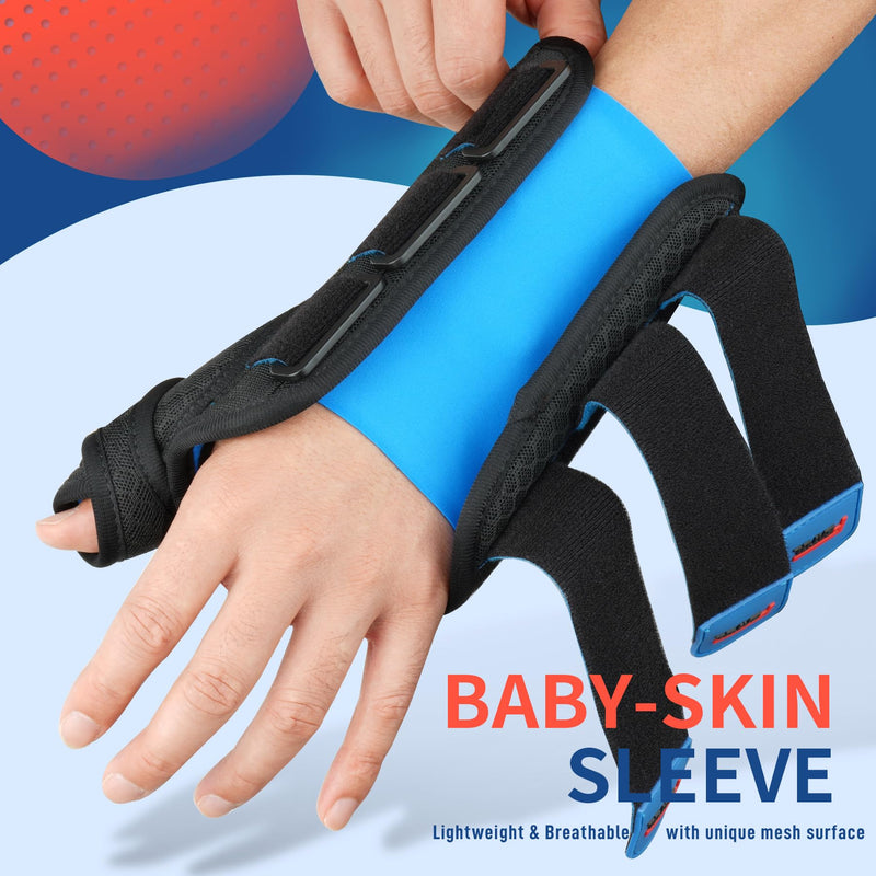 [Australia] - FEATOL Carpal Tunnel Wrist Brace Night Support, Thumb Spica Splint Right Hand for De Quervains Tenosynovitis, Tendonitis, Wrist Brace With Thumb Support-Large/XLarge-Women & Men, Black Large/X-Large(Pack of 1) Right Hand-Black Blue 