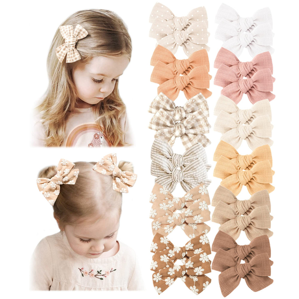 Niceye 24 PACK Baby Girls Hair Bows Clips Hair Barrettes Accessory for Babies Infant Toddlers Kids in Pairs Sand Brown