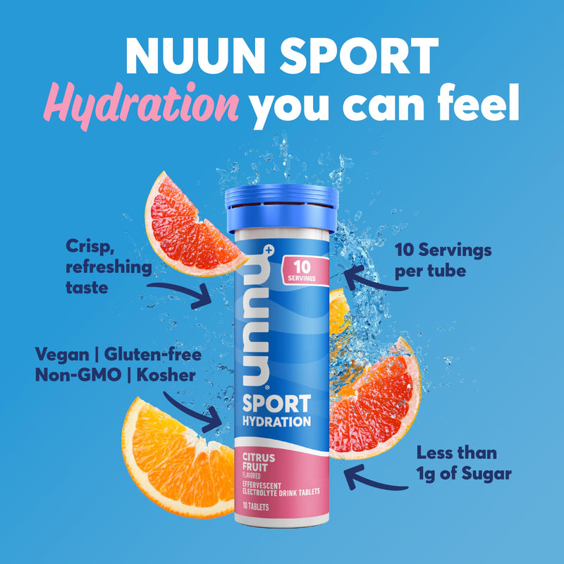 [Australia] - Nuun Sport Electrolyte Tablets for Proactive Hydration, Citrus Fruit, 8 Pack (80 Servings) 10 Count (Pack of 8) 