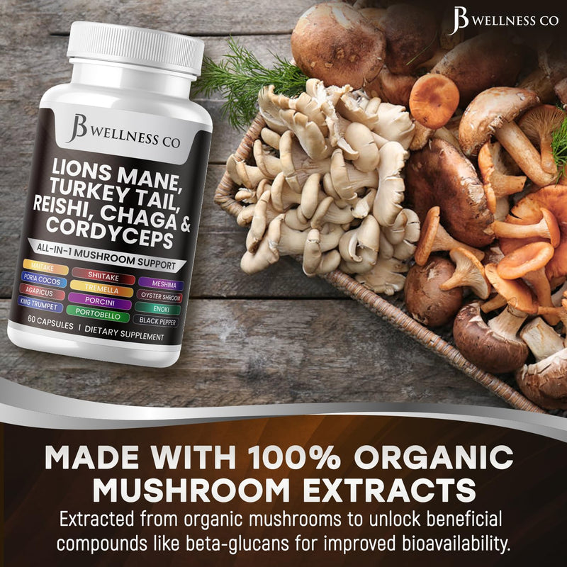 [Australia] - Lions Mane 3000mg Supplement Cognitive Support, Immune Health with Turkey Tail 2000mg 20in1 Mushroom Reishi 1000mg Cordyceps Chaga 1000mg with Marshmallow Root 120 Count 120 Capsules (Pack of 2) 