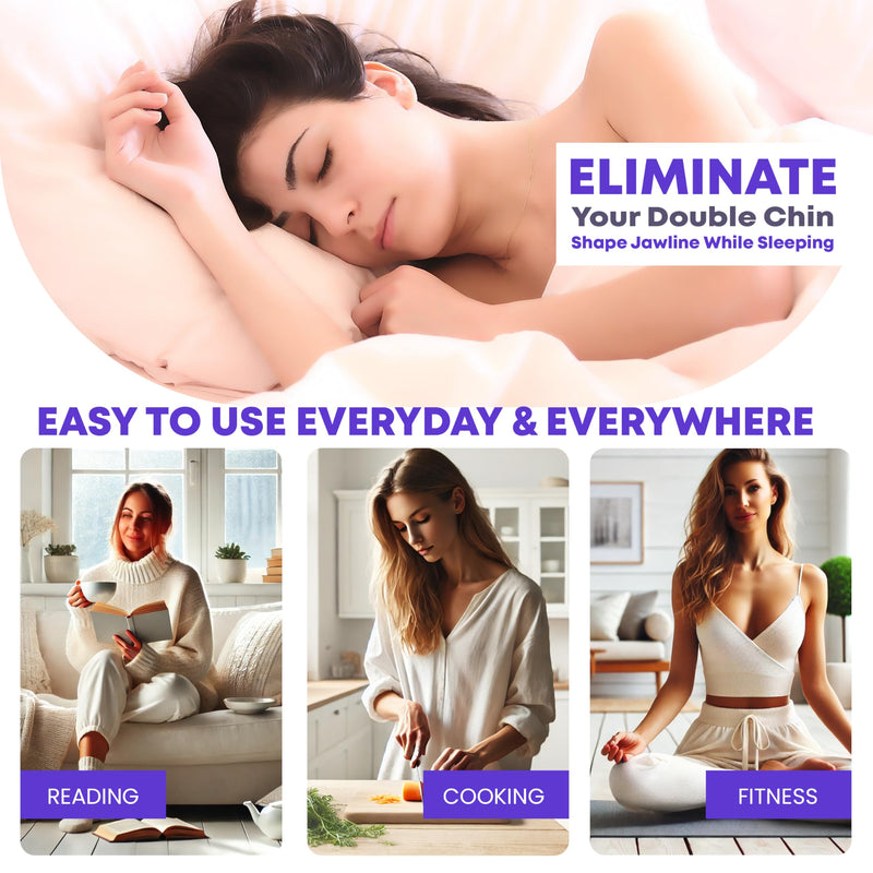 Silicone V Line Face Lifting Mask with Adjustable Double Chin Strap for Women Purple