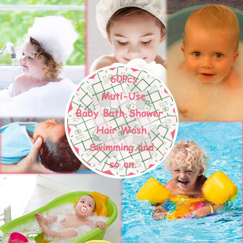 [Australia] - 60-Pack Baby Shower Ear Covers Baby Waterproof Ear Tapes Safety Protector Bath Protection Ear Covers for Kids Shower Swimming Use,Transparent Adhesive Ear Covers 60Pcs 