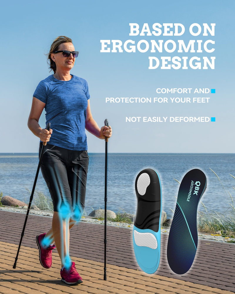 [Australia] - Arch Support Inserts, QBK Plantar-Fasciitis is Designed to Alleviate Pain and Discomfort Related to Plantar Fasciitis, Heel Spurs, Achilles Tendonitis, Metatarsalgia, Hallux Valgus, and Back Pain, L Blue L:(Men11-12.5 ) 