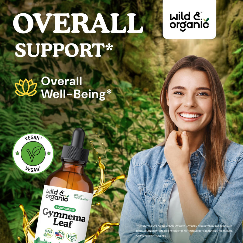 [Australia] - Wild & Organic Gymnema Sylvestre Extract Drops - Sugar-Free Gymnema Sylvestre Supplements - Gurmar Powder Based Tincture - Vegan, Alcohol-Free Leaf Liquid Drops - 4 fl oz 4 Fl Oz (Pack of 1) 