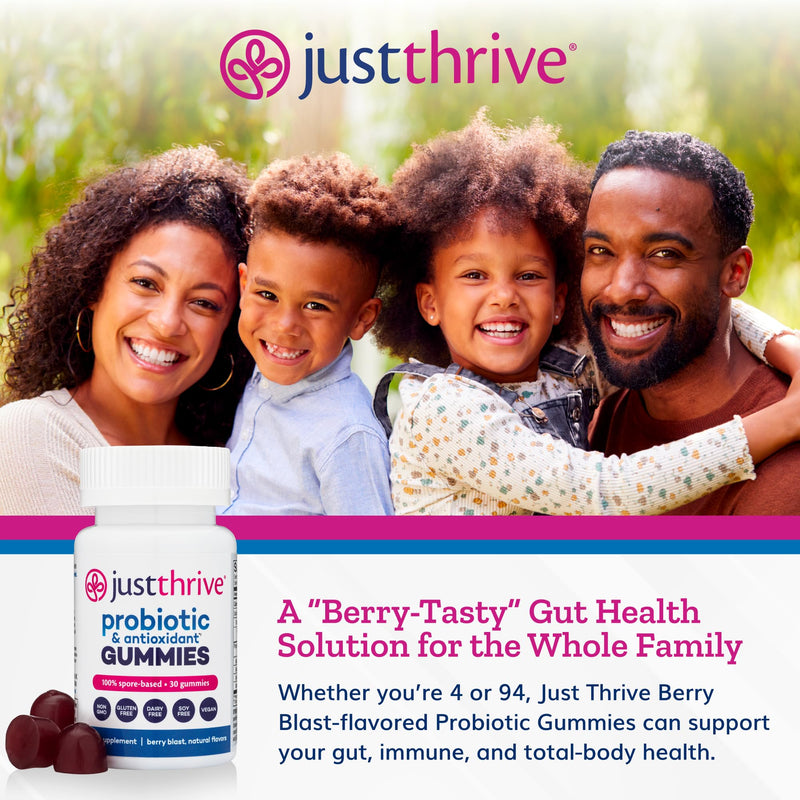 Just Thrive Probiotic Gummies for Kids & Adults Digestive & Immune Support | 30 gummies, For kids, women and men, Convenient daily probiotic support for digestive health, immune health and wellness 30 Count (Pack of 1)
