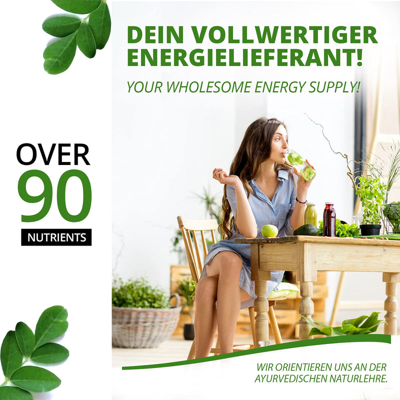 [Australia] - Moringa capsules 1000mg - 60 day supply - Vegan - without chemical additives - Lactose, fructose, gluten free - Over 90 nutrients, proteins, vitamins, and much more. - 120 caps of MoriVeda veggie capsules 120 pieces 