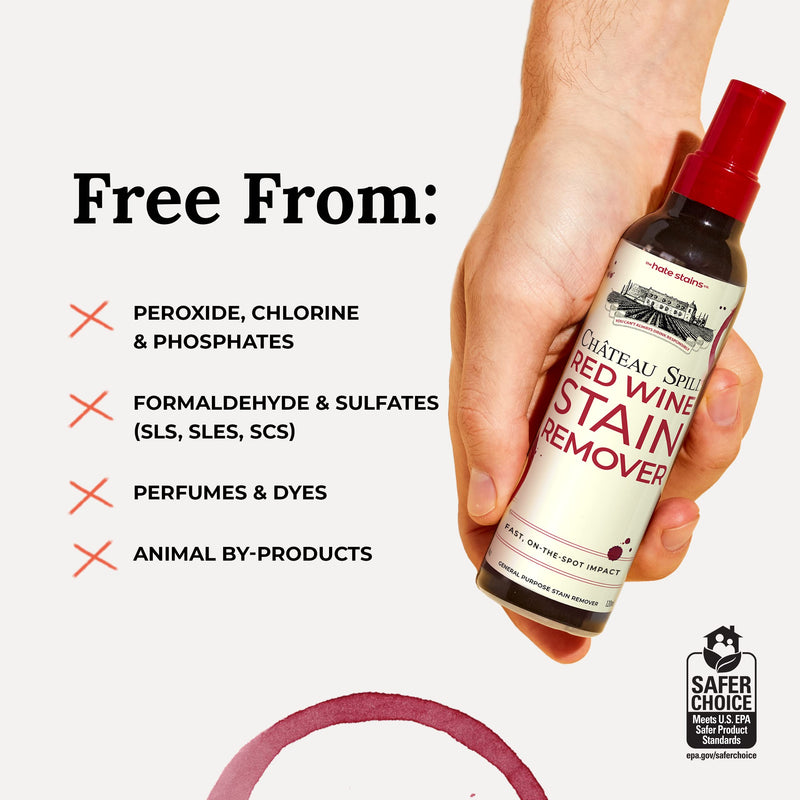 [Australia] - Chateau Spill Red Wine Stain Remover for Clothes - 4oz Stain Remover Spray for Stains on Tablecloth, Carpet, Upholstery and Laundry from the makers of Miss Mouth's Messy Eater Stain Treater 4 Fl Oz (Pack of 1) 
