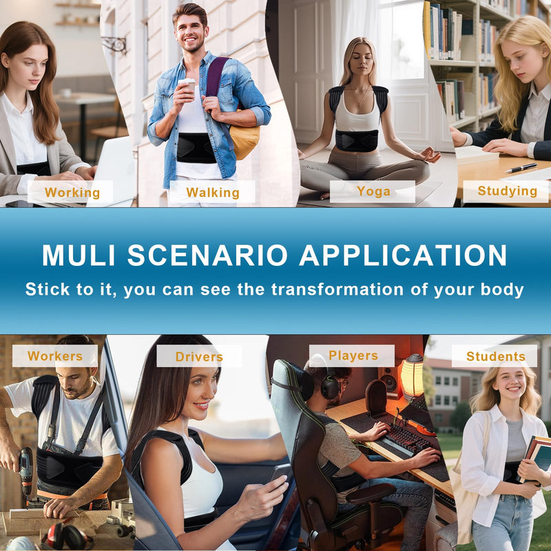 Posture Corrector for Women and Men, Upper Back Brace Adjustable Lightweight for Scoliosis, Neck Shoulder & Upper/Lower Back Pain Relief, Easy-on/off Back Straightener Posture Corrector, Under Clothes X-Large