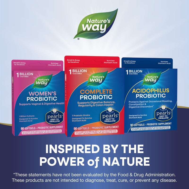 [Australia] - Nature's Way Complete Probiotic Pearls, Supports Digestive Balance*, 1 Billion Live Cultures, Supplement for Men and Women, No Refrigeration Required, 90 softgels (Packaging May Vary) 90 Count (Pack of 1) Probiotic Pearl 