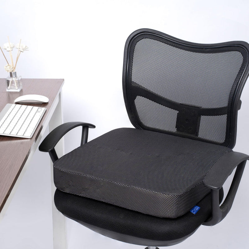[Australia] - CYLEN Ifoam Gel Infused Memory Foam Layer Wheelchair Cushion - Seat Cushion for Wheelchair-Office Chair, Kitchen Chair, Car Seats-Pressure Sore and Tailbone Pain Relief-High Dense Polyfoam Base(Black) Black 