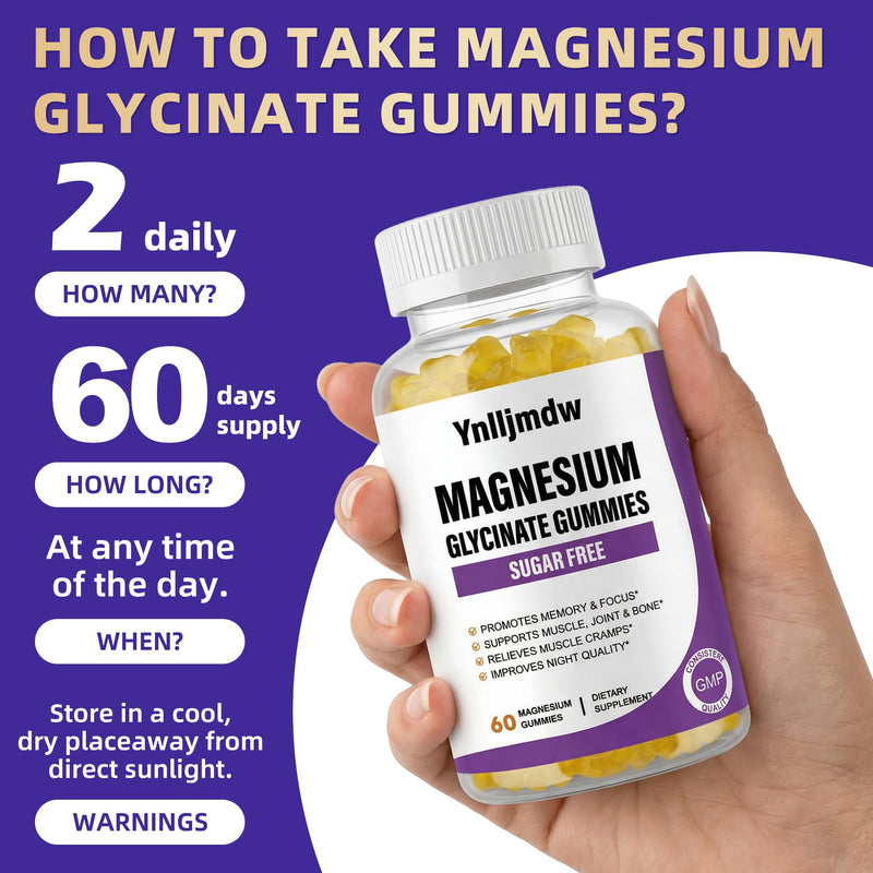 Magnesium Glycinate Gummies 500mg 2 Pack, Magnesium High-Absorption | Magnesium with Calcium & Vitamins,High-Absorption, Supports Bone,Muscle&Sleep, Vegan,Non-GMO,Pineapple Flavor 60 Count (Pack of 2)