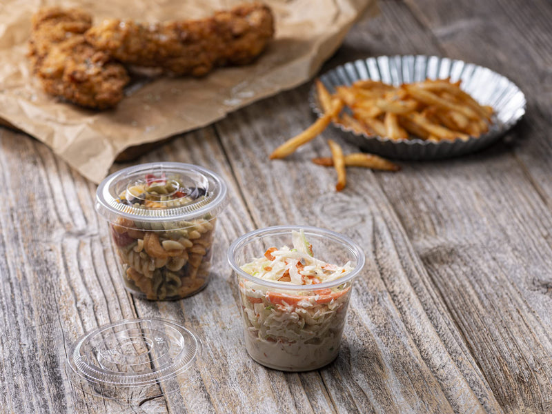[Australia] - (5 oz - 100 Sets) Clear Diposable Plastic Portion Cups With Lids, Small Mini Containers For Portion Controll, Meal Prep, Sauce Cups, Slime, Medicine, Dressings, Crafts, Disposable Souffle Cups 5 Ounce 