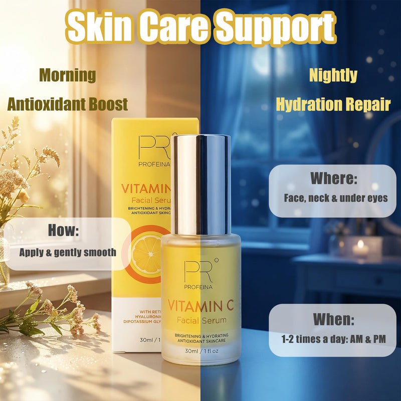 PROFEINA Vitamin C Serum for Face, Brightening Facial Serum for Dark Spots & Uneven Skin Tone, Lightweight Anti Aging Face Serum with Retinol & Ectoine, Gentle Skincare for Sensitive Skin, 1 Fl Oz