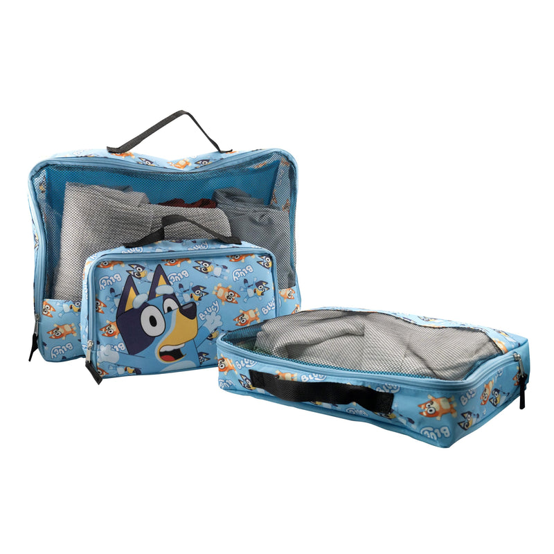 Fast Forward Bluey 3-Piece Packing Cube Set | Bluey & Bingo Travel Accessories | Luggage Organizer for Kids | Space-Saving, Durable, Easy-to-Clean Polyester Packing Cubes