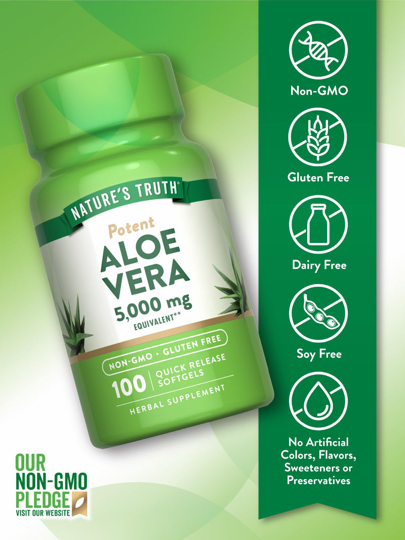 [Australia] - Nature's Truth Aloe Vera Softgels | 5000mg | 100 Count | Non-GMO and Gluten Free Supplement 