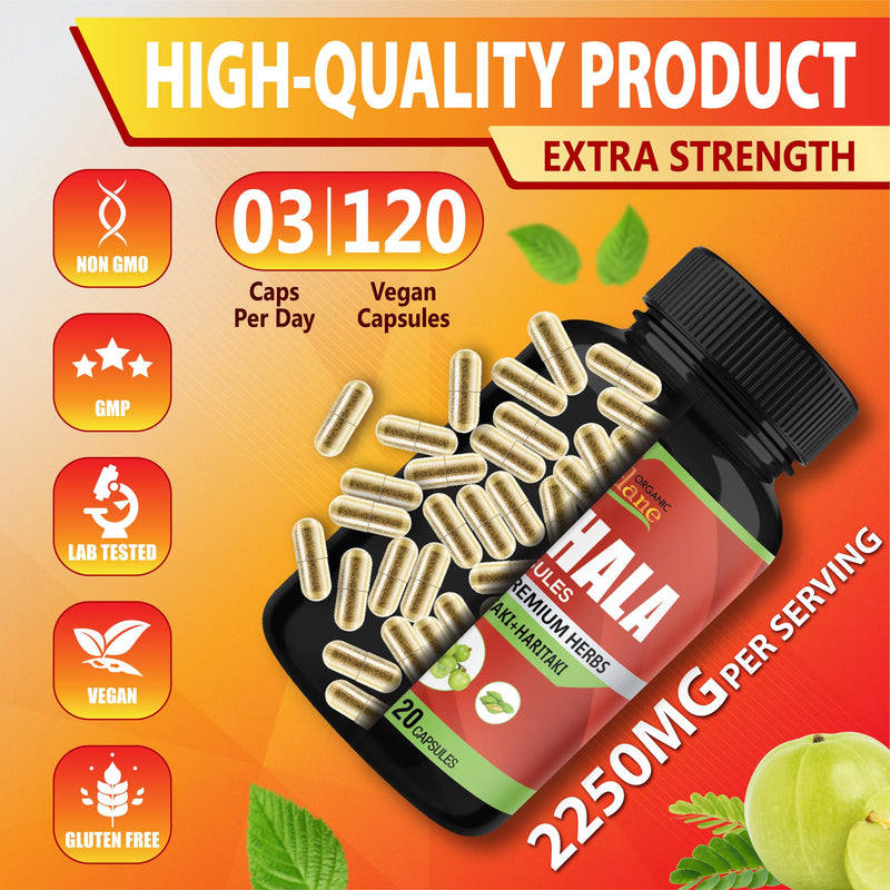 [Australia] - Organic Cadane Triphala (3 Fruit Powders) Supplement - 120 Veggie Capsules 