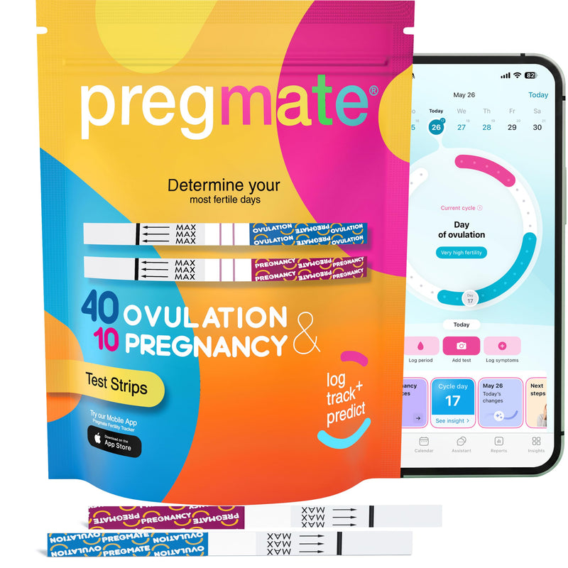 Pregmate 40 Ovulation and 10 Pregnancy Test Strips 50 Count (Pack of 1)