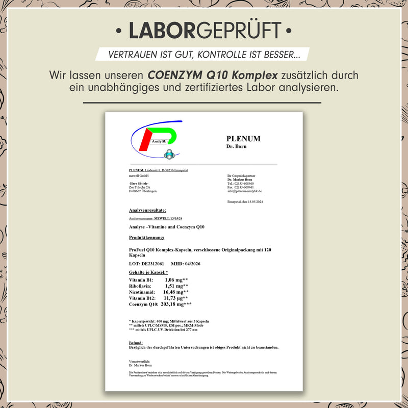 [Australia] - Q10 capsules high dose 120x - Coenzyme Q10 COMPLEX with 200mg Coenzyme Q10 + vitamin B1, B2, B3 and B12 - energy metabolism & heart function - laboratory tested with certificate - supply for 4 months 1x 120 capsules 