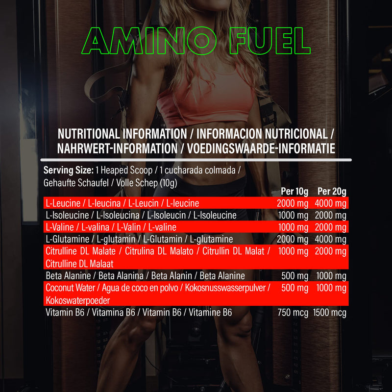 NXT Nutrition Amino Fuel Energy Drink | BCAAs Amino Acids with Beta Alanine, Vitamin D3 and Citrulline Malate – for Performance, Endurance and Energy Support | (Strawberry Lime)