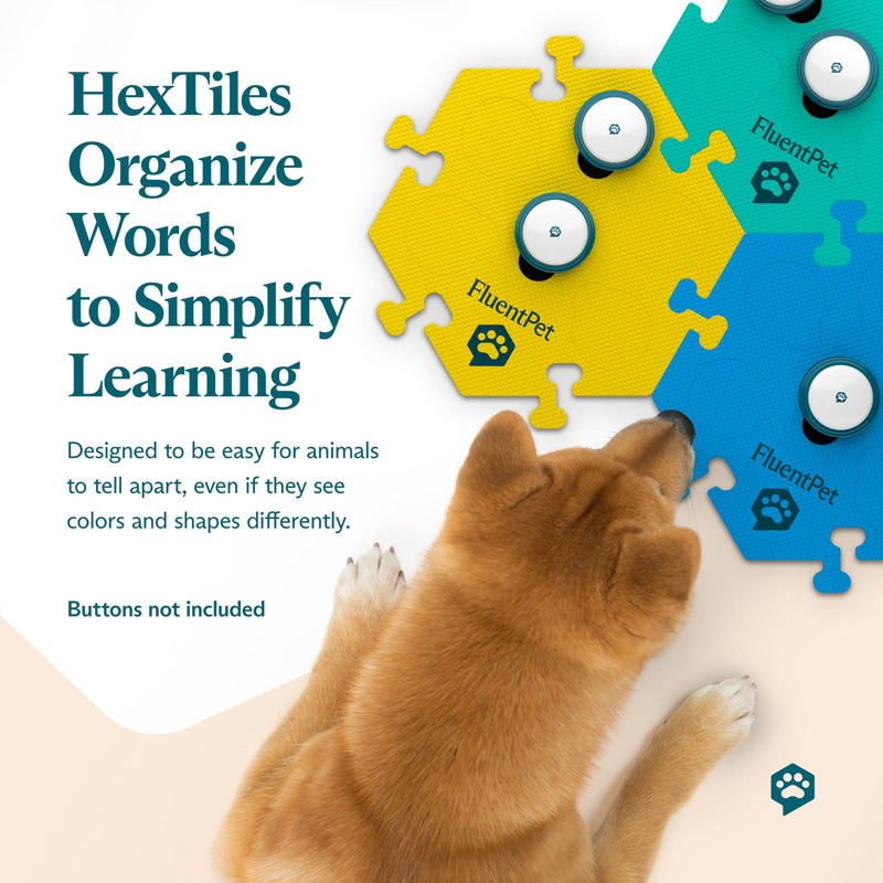 [Australia] - FluentPet HexTile - Blue | Accessory Dog and Cat Button Learning Kits | Can Hold Up to 6 Buttons | Soft, Durable, and Non-Slip | Gift for Pet Lovers | Comes in 12 Colors 