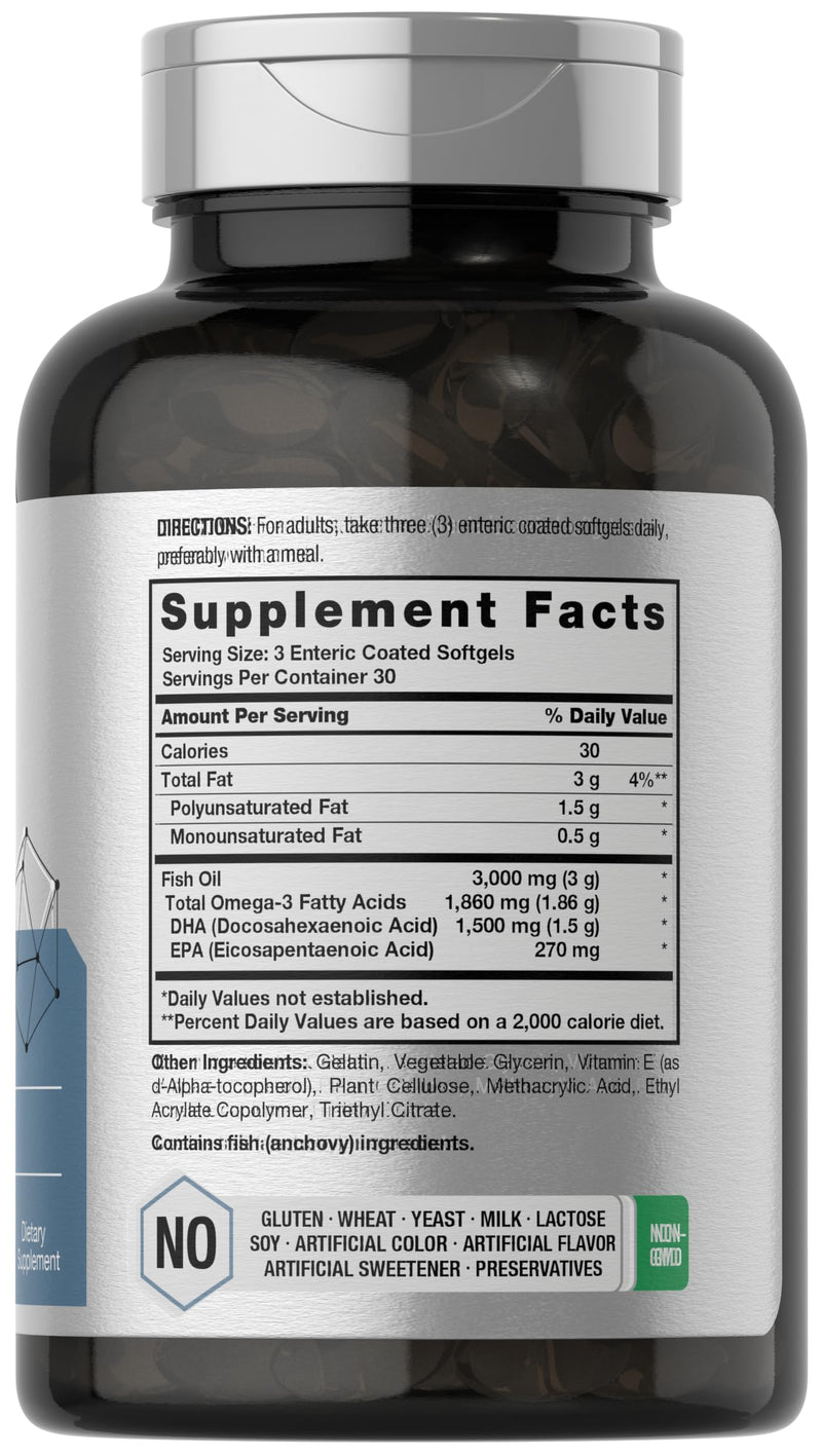 Horbaach DHA Supplement 1500mg | 90 Softgels | EPA, Omega 3, DHA | Non-GMO, Gluten Free