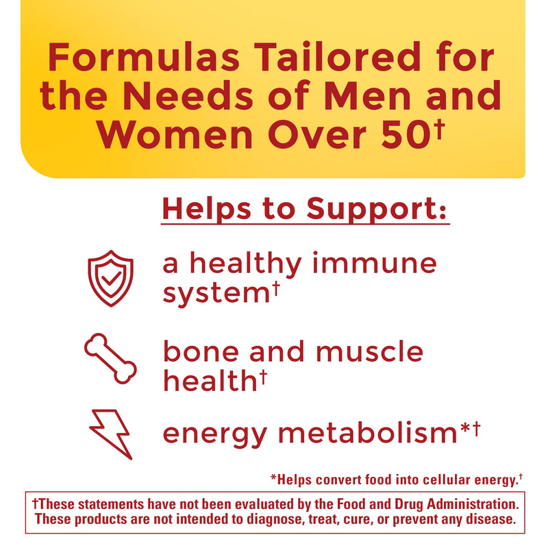 Nature Made Multivitamin 50+ His & Hers Combo Pack, Mens and Womens Multivitamin with Vitamin C, Vitamin D3, B Vitamins, Zinc & More, Two Multivitamin Bottles