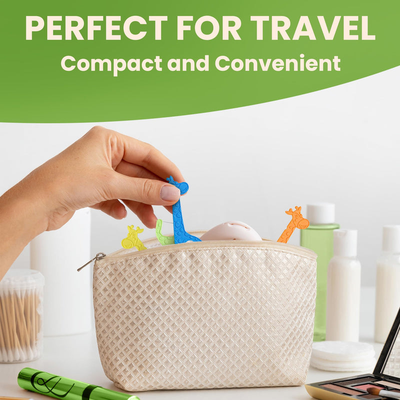 [Australia] - Dental Floss Picks for Kids 75 Pack ‚Äì Unflavored, No Fluoride Oral Tooth Flossers ‚Äì Biodegradable Flossing Sticks with Charcoal Infused Thread ‚Äì Giraffe Toothpick for Toddler Teeth ‚Äì Travel Case Size 