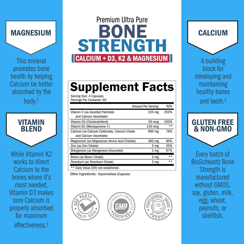 BioSchwartz Bone Strength Mineral Supplement with Calcium and Magnesium (2 Month Supply) Plus Daily Multivitamin for Women 50 & Over (1 Month Supply)