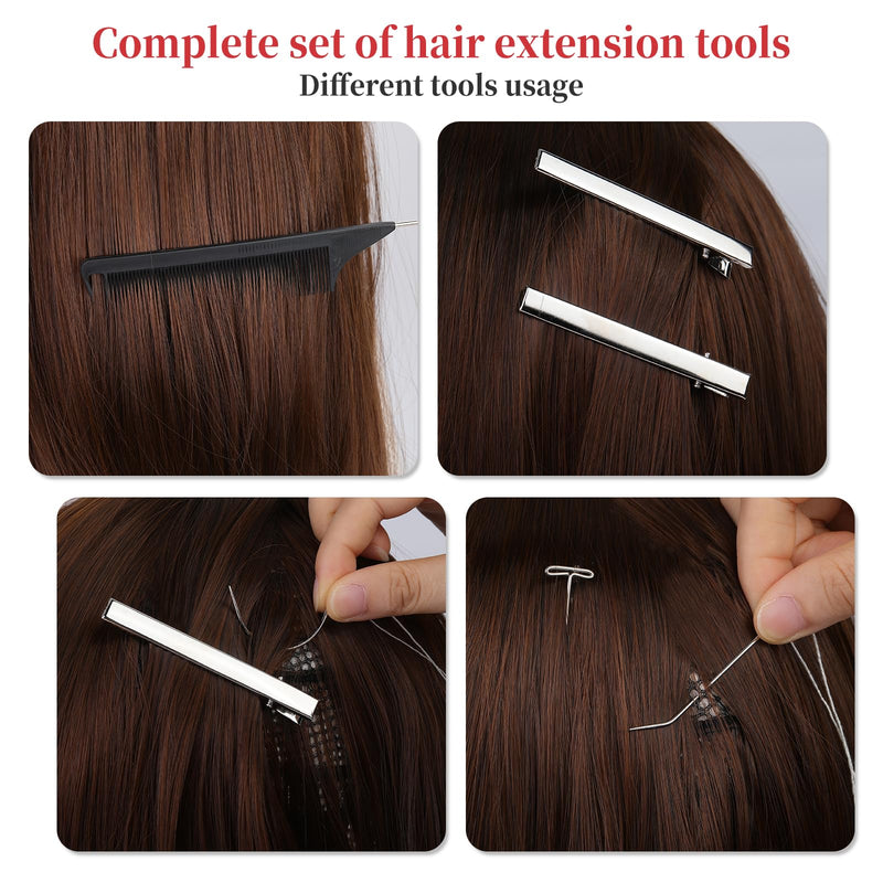 [Australia] - Hair Extension Tools Kit, 5 Colors 1000Pcs Micro Silicone Rings Beads with Hair Extension Remove Pliers, Pulling Hook, Threads, Needle for Hair Extensions Hair Styling 
