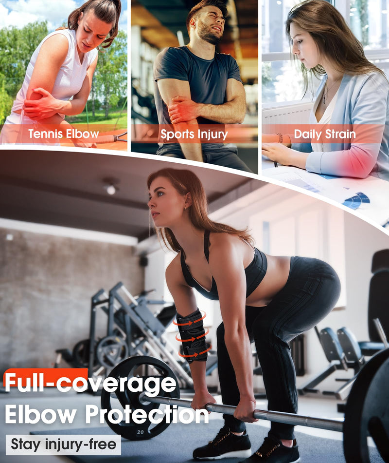 [Australia] - Elbow Brace for Cubital Tunnel & Ulnar Nerve Support ‚Äì Adjustable Night Splint for Tennis Elbow, Tendonitis & Nerve Pain ‚Äì Comfortable Elbow Stabilizer for Men & Women Fit Most Black One Size 