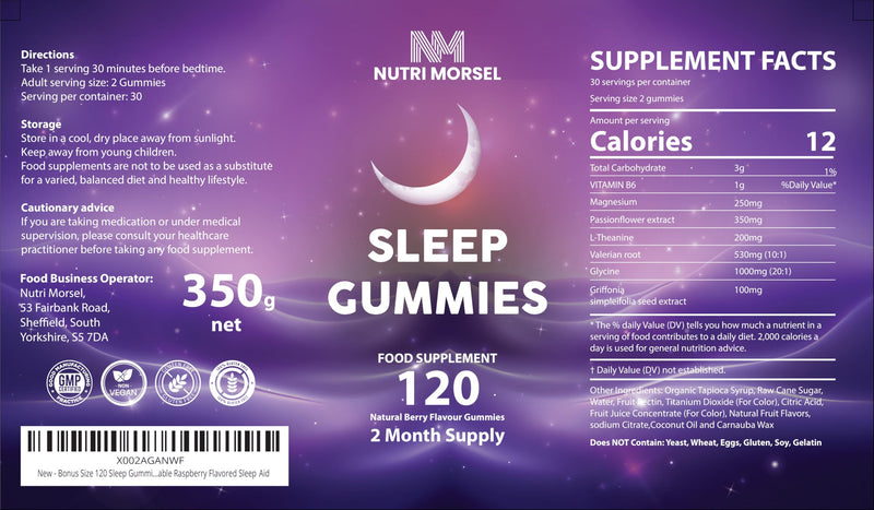 Bonus Size 120 Sleep Gummies for Adults, Sugar Free Magnesium Sleep Gummies Chewable Raspberry Flavored Natural Non-GMO Vegan Valerian Root Passion Flower and L-Theanine