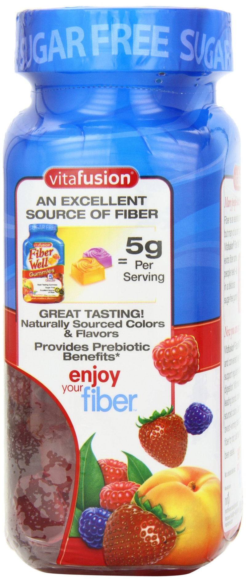 [Australia] - Vitafusion Fiber Well Sugar Free Fiber Supplement, Peach, Strawberry And Blackberry Flavored Supplements, 90 Count 