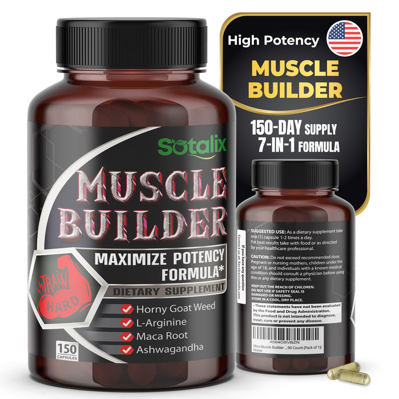 [Australia] - Ultra Muscle Builder Supplement with L-Arginine & Tribulus ‚Äì Sports Training Support ‚Äì 150 Capsules (150-Day Supply) 